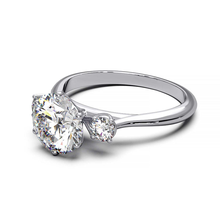 Elegant Three-Stone Engagement Ring with 1.5 Carat Center Stone