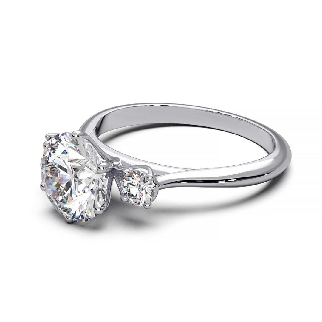 Elegant Three-Stone Engagement Ring with 1.5 Carat Center Stone