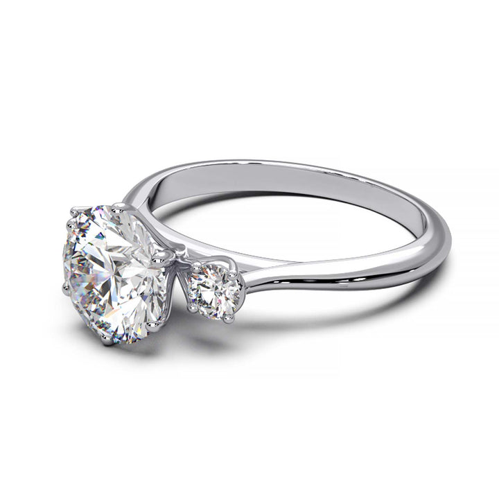 Elegant Three-Stone Engagement Ring with 1.5 Carat Center Stone