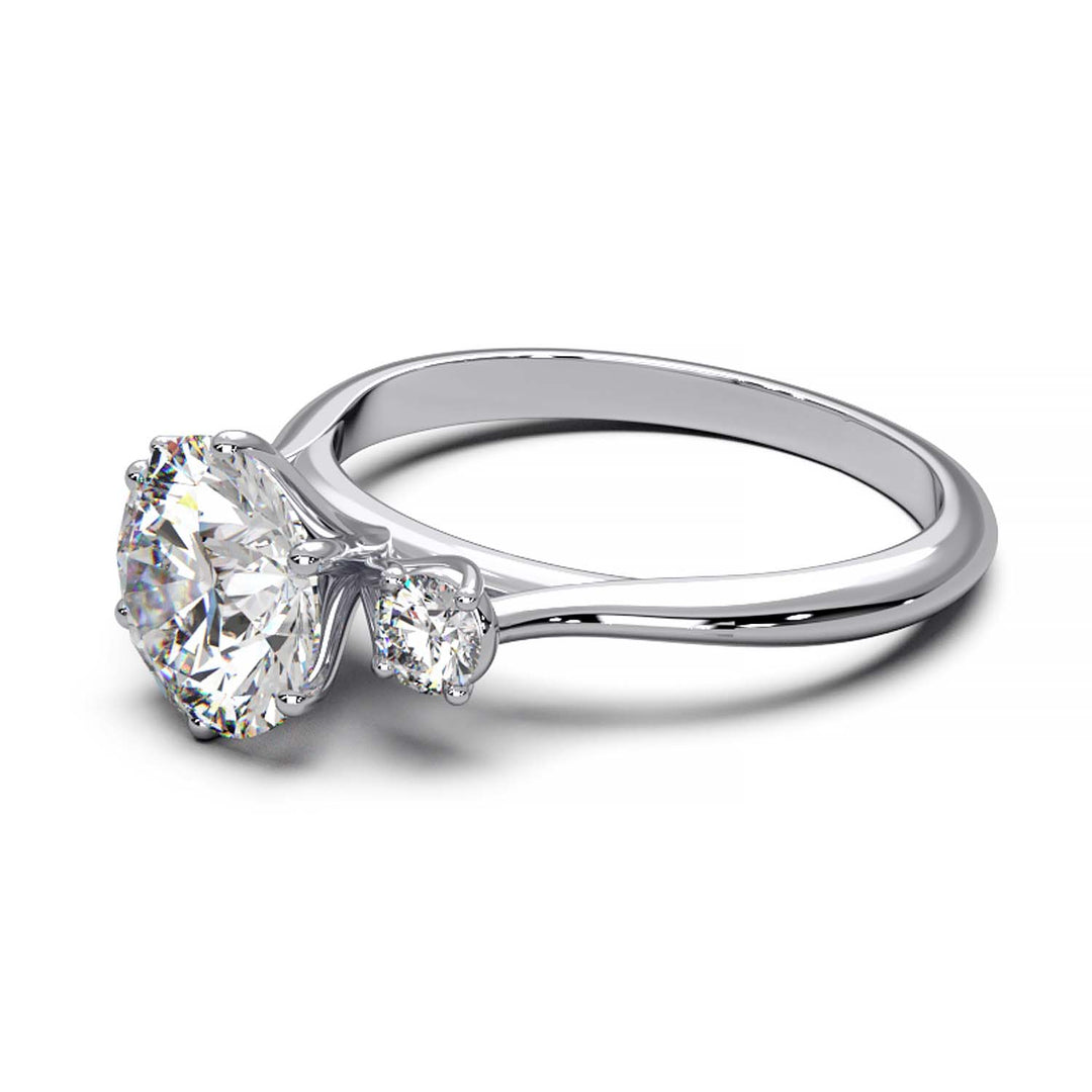 Elegant Three-Stone Engagement Ring with 1.5 Carat Center Stone