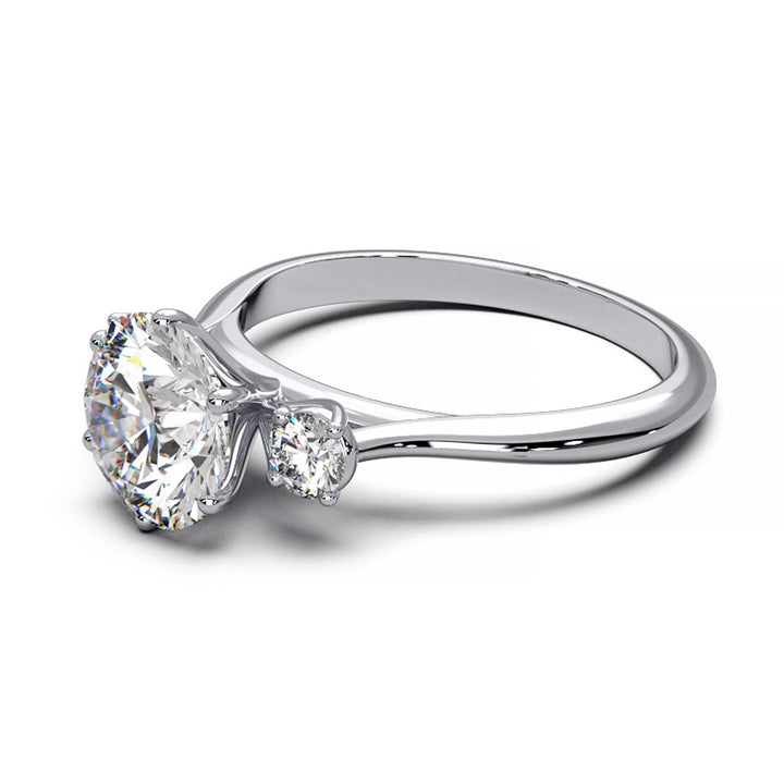 Elegant Three-Stone Engagement Ring with 1.5 Carat Center Stone