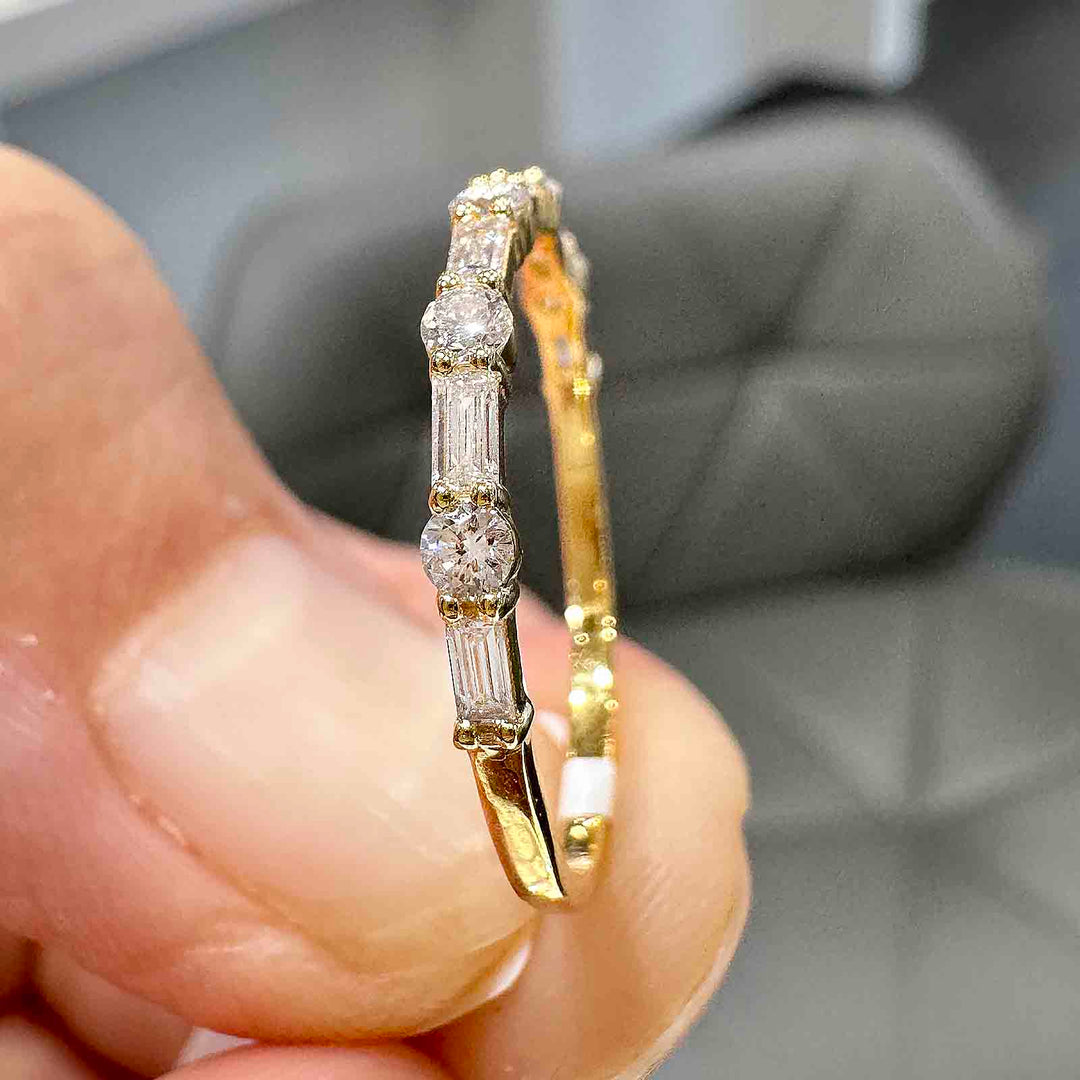 Lab-Grown Diamond Baguette and Round Half Eternity Wedding Band