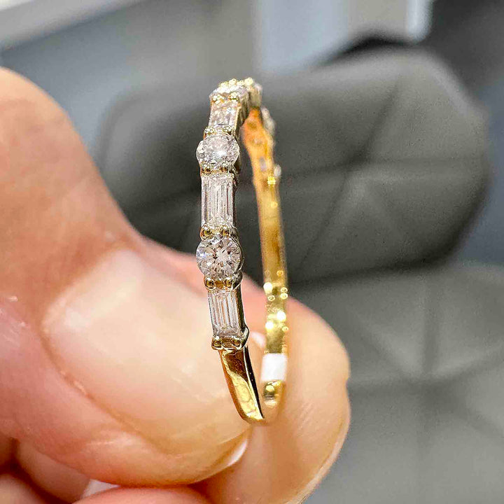 Lab-Grown Diamond Baguette and Round Half Eternity Wedding Band