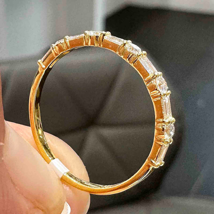 Lab-Grown Diamond Baguette and Round Half Eternity Wedding Band