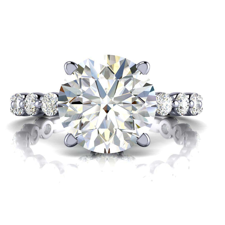 Luxurious 2.9 Carat Lab-Grown Diamond Engagement Ring with Hidden Halo & Shared Prong Band, Exquisite Bridal Jewelry Craftsmanship