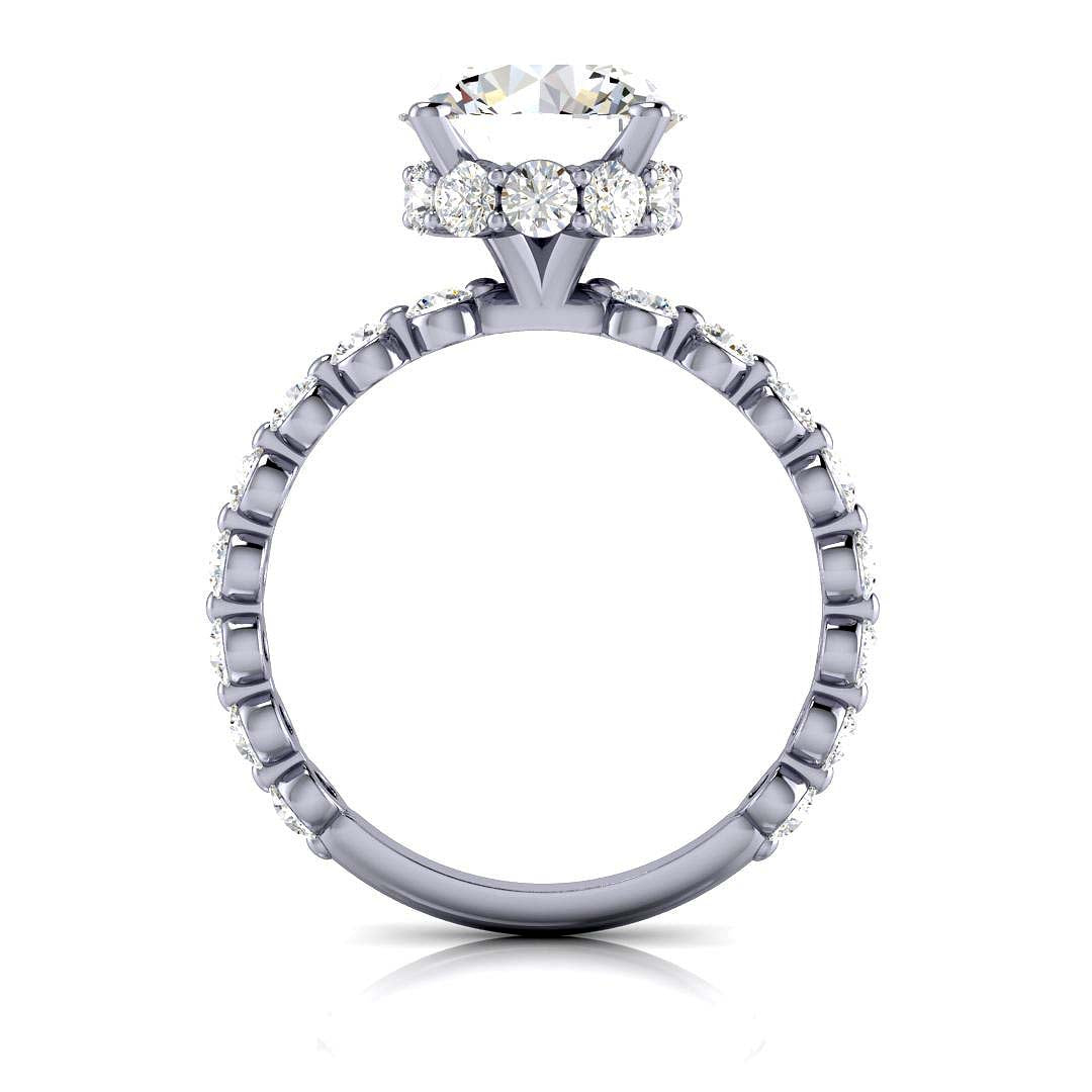 Luxurious 2.9 Carat Lab-Grown Diamond Engagement Ring with Hidden Halo & Shared Prong Band, Exquisite Bridal Jewelry Craftsmanship