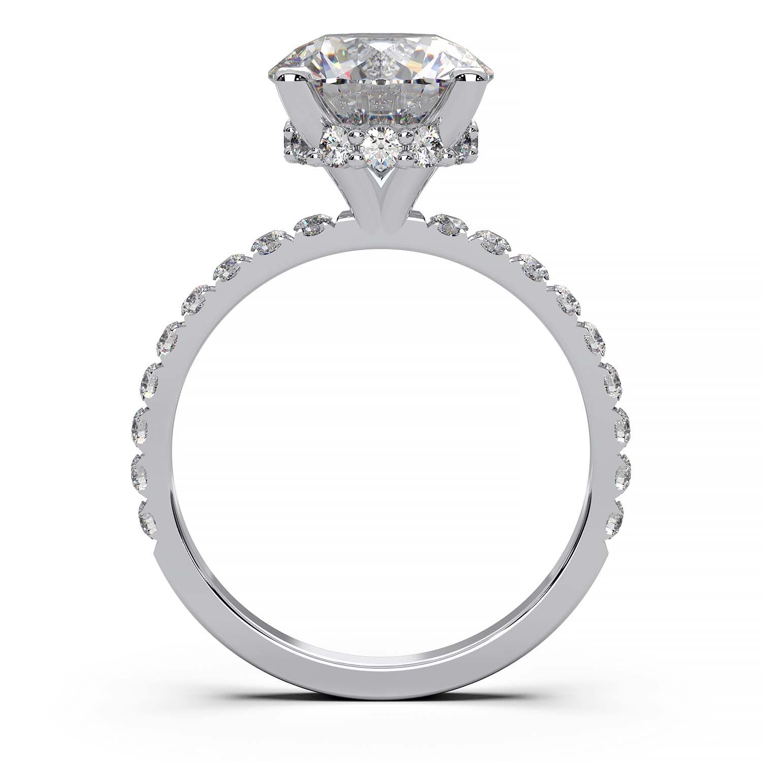 carat round diamond engagement ring with hidden halo and