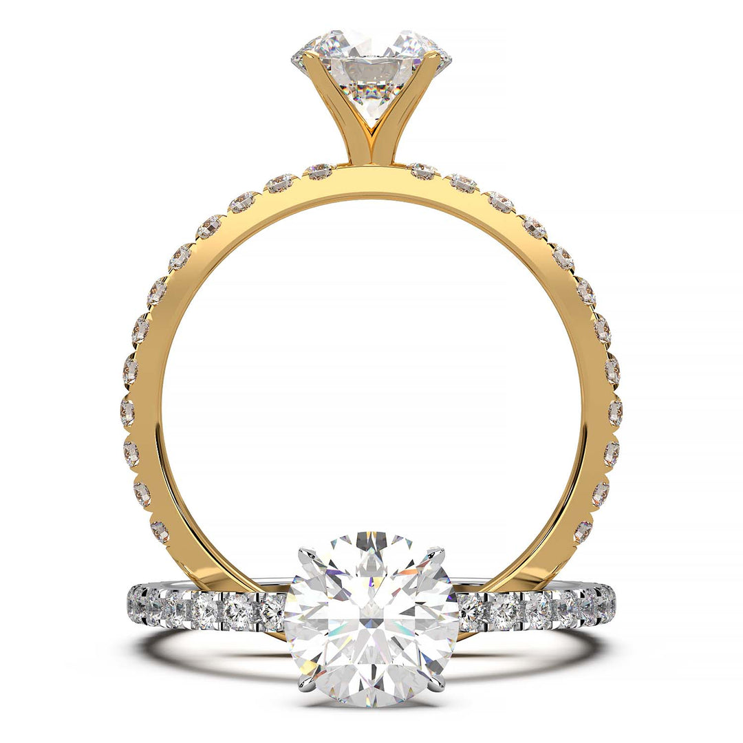 0.8 Carat Round Lab Grown Diamond Pave Engagement Ring