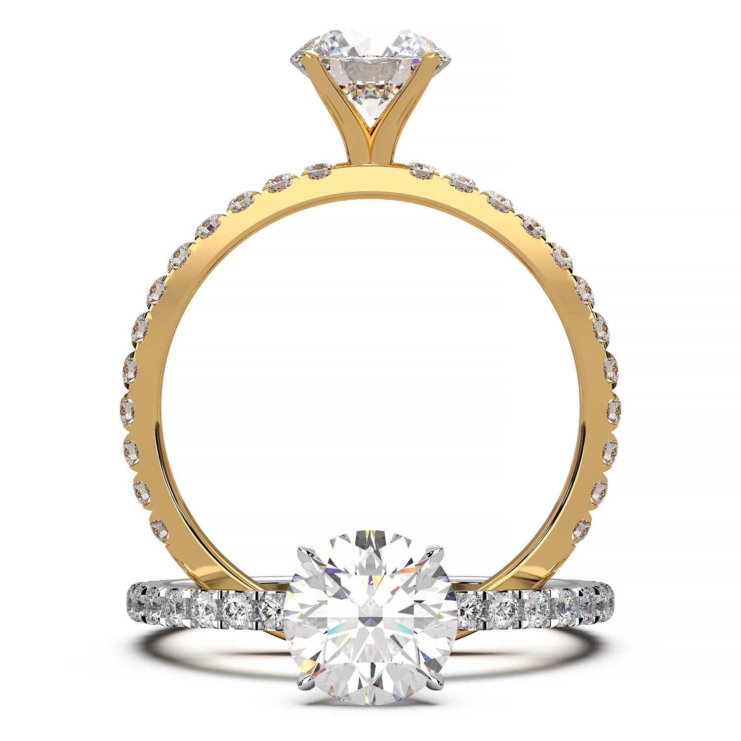 0.8 Carat Round Lab Grown Diamond Pave Engagement Ring