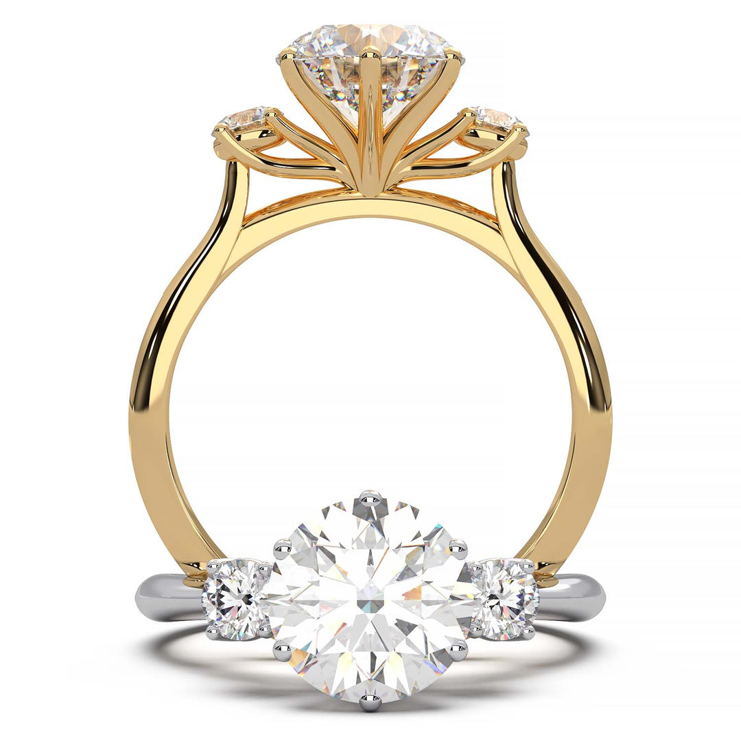 Elegant Three-Stone Engagement Ring with 1.5 Carat Center Stone