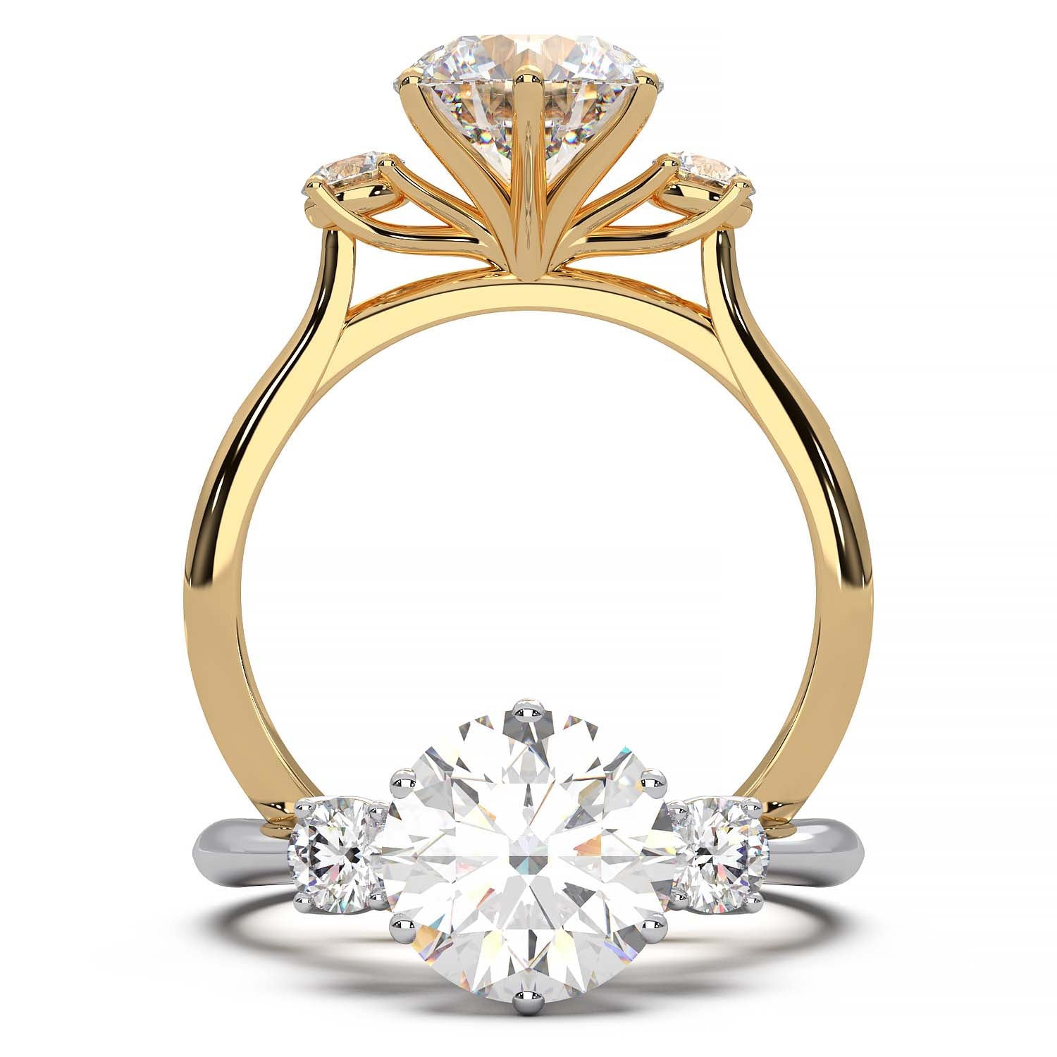 Elegant Three-Stone Engagement Ring with 1.5 Carat Center Stone