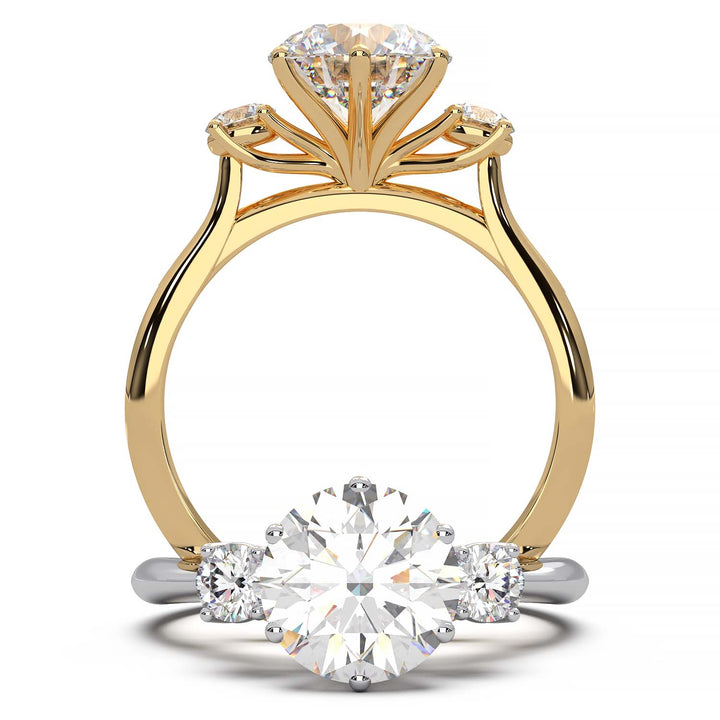 Elegant Three-Stone Engagement Ring with 1.5 Carat Center Stone