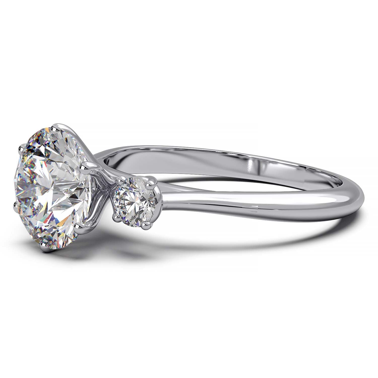 Elegant Three-Stone Engagement Ring with 1.5 Carat Center Stone