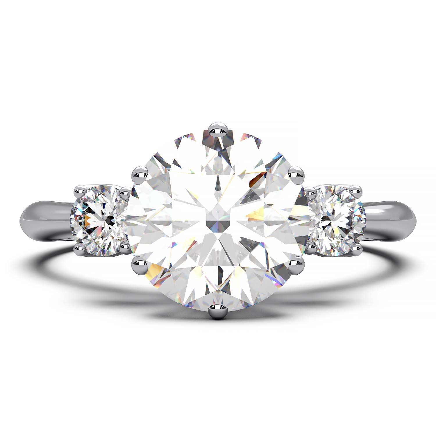 Elegant Three-Stone Engagement Ring with 1.5 Carat Center Stone