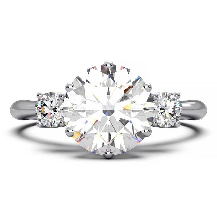 Elegant Three-Stone Engagement Ring with 1.5 Carat Center Stone