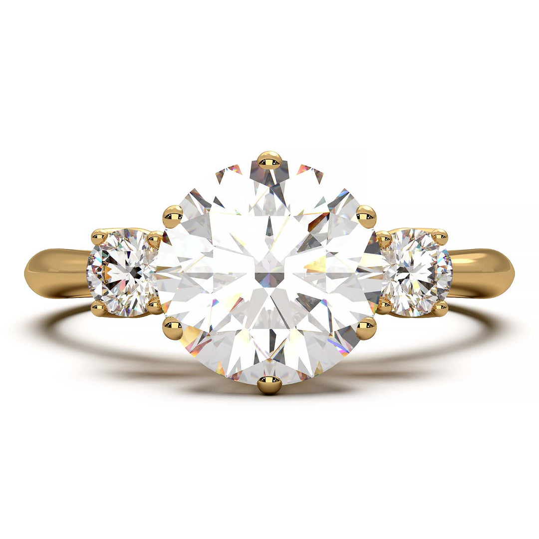 Elegant Three-Stone Engagement Ring with 1.5 Carat Center Stone
