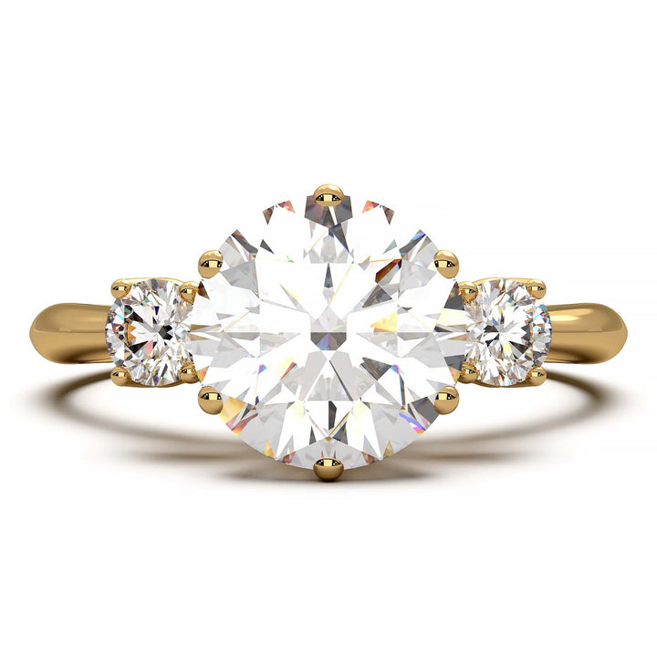 Elegant Three-Stone Engagement Ring with 1.5 Carat Center Stone