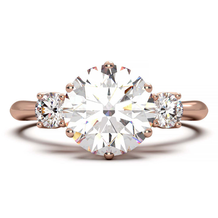 Elegant Three-Stone Engagement Ring with 1.5 Carat Center Stone