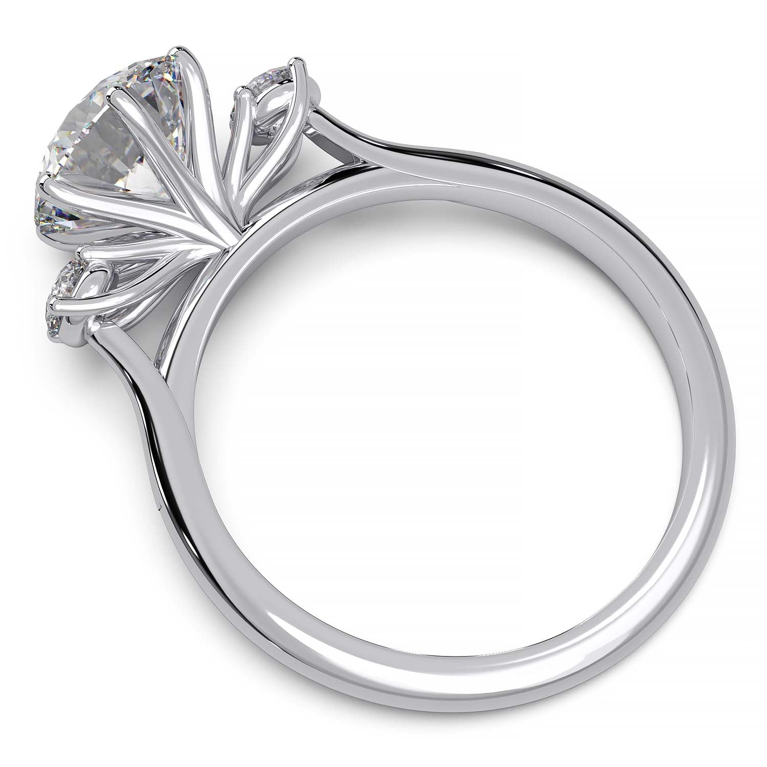 Elegant Three-Stone Engagement Ring with 1.5 Carat Center Stone
