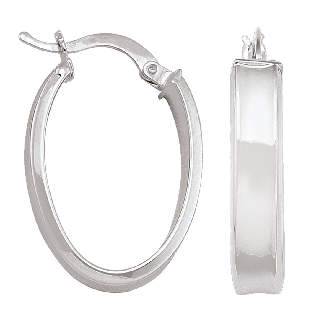 WHITE GOLD OVAL HOOP EARRING