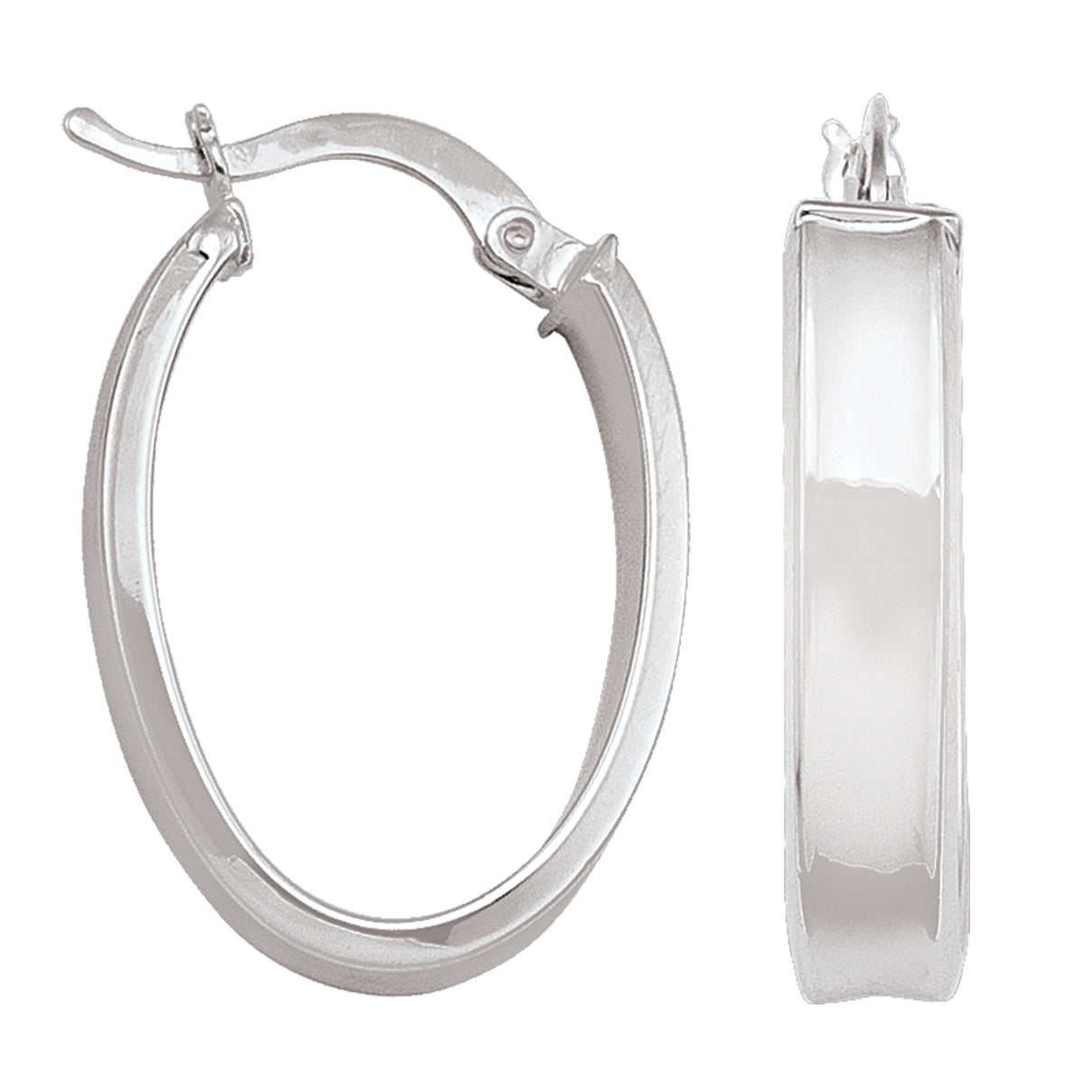 WHITE GOLD OVAL HOOP EARRING