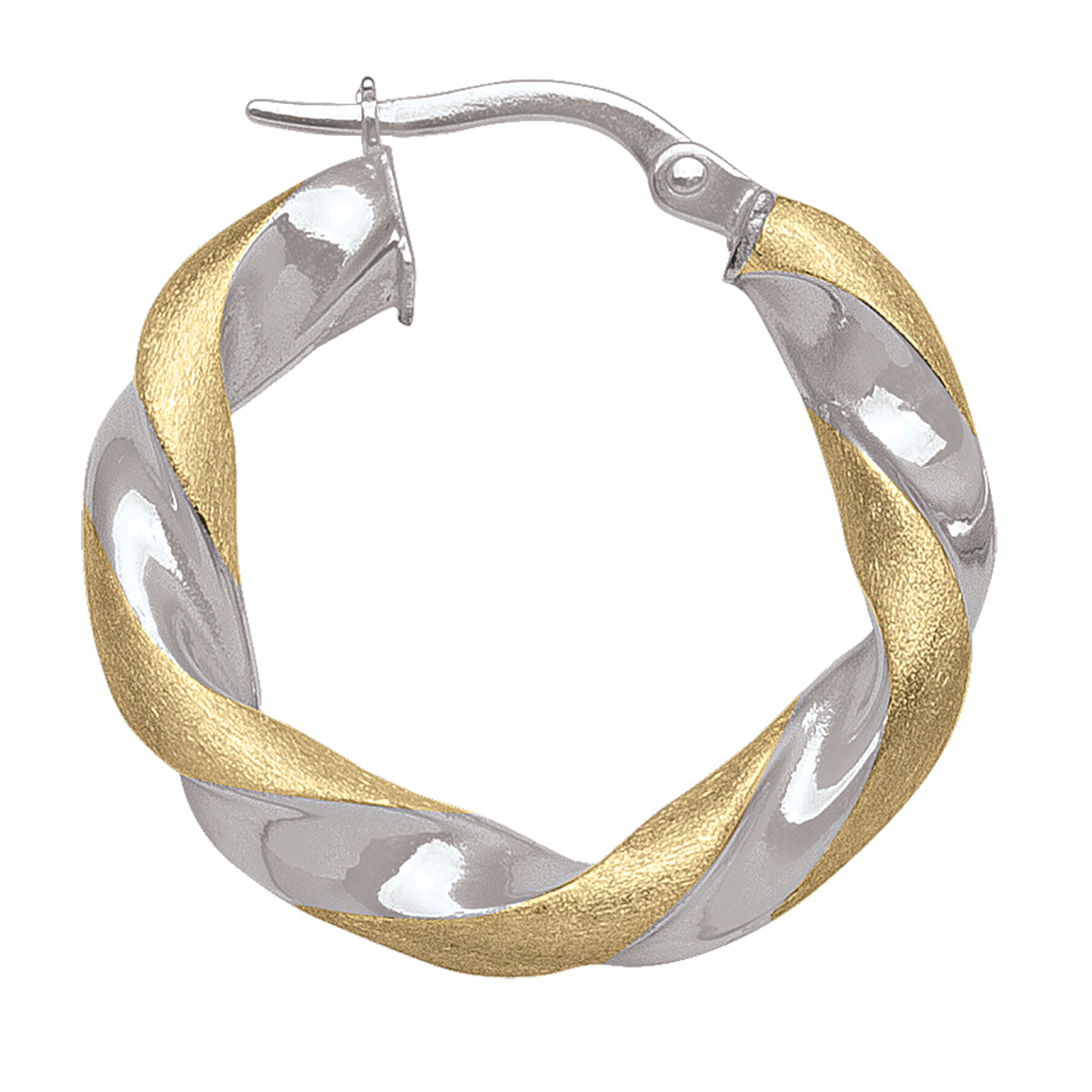 14K Two-Tone Gold Twisted Hoop Earrings