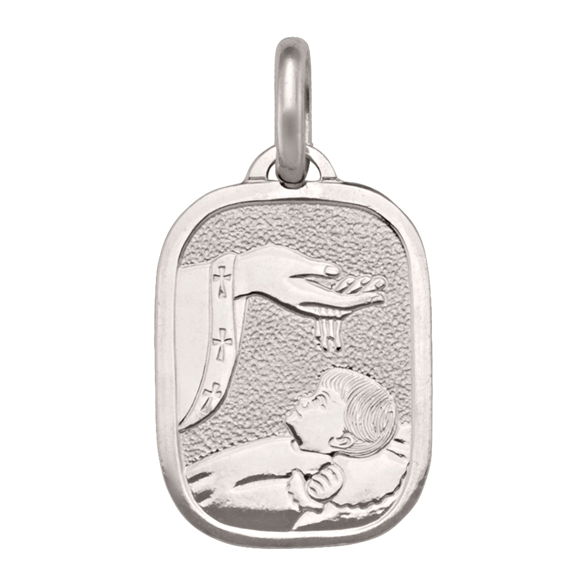 Baptism Pendant - 14k/18K White Gold Charm - Item RJ-ST02