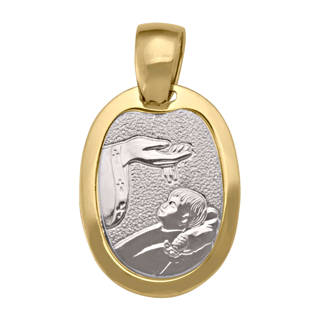 Baptism Pendant - 18K TWO tone Gold Charm - Item RJ-ST03