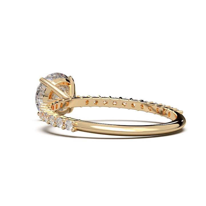 Dazzling 1.60 Carat Round Lab-Grown Diamond Engagement Ring Adorned with a Pave Diamond Band