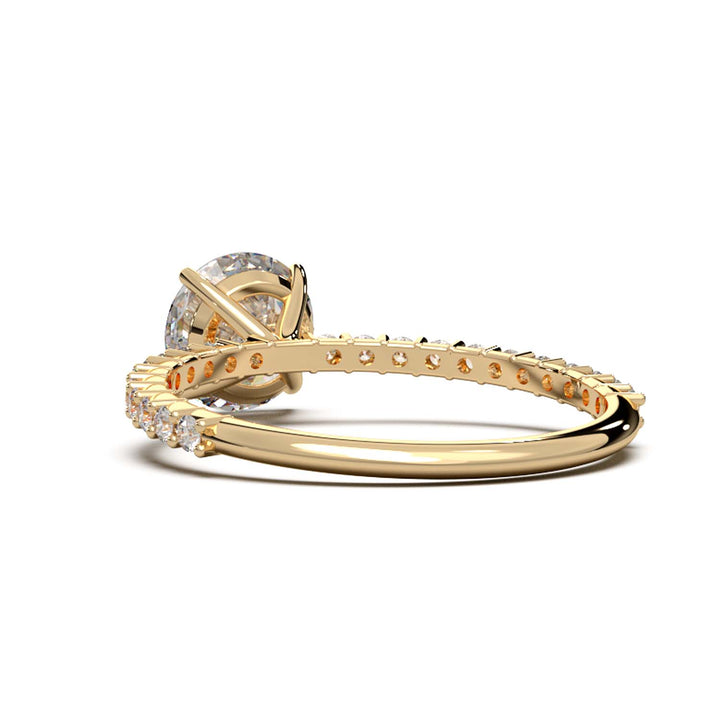 Dazzling 1.60 Carat Round Lab-Grown Diamond Engagement Ring Adorned with a Pave Diamond Band