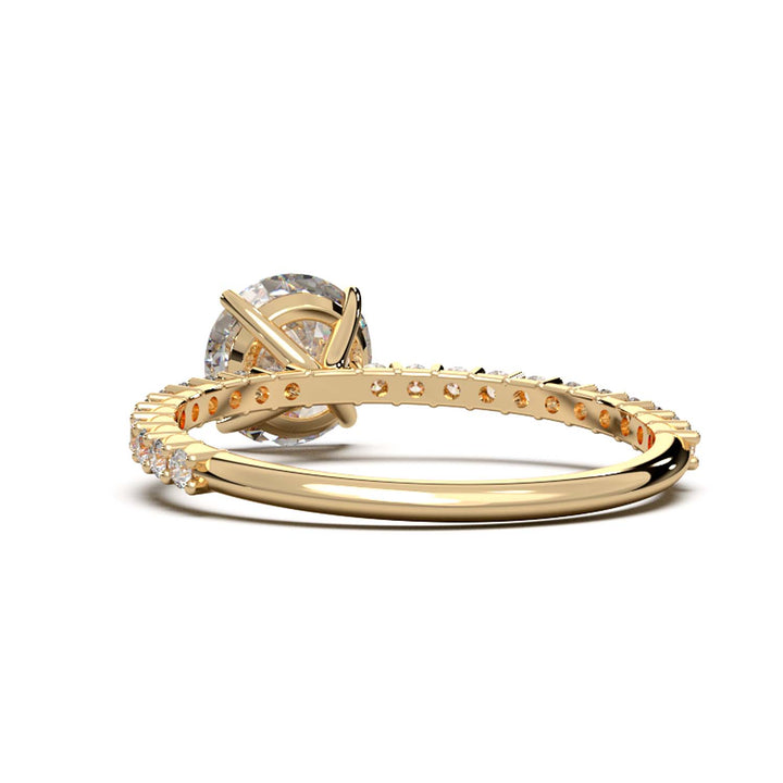 Dazzling 1.60 Carat Round Lab-Grown Diamond Engagement Ring Adorned with a Pave Diamond Band