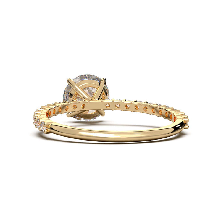 Dazzling 1.60 Carat Round Lab-Grown Diamond Engagement Ring Adorned with a Pave Diamond Band