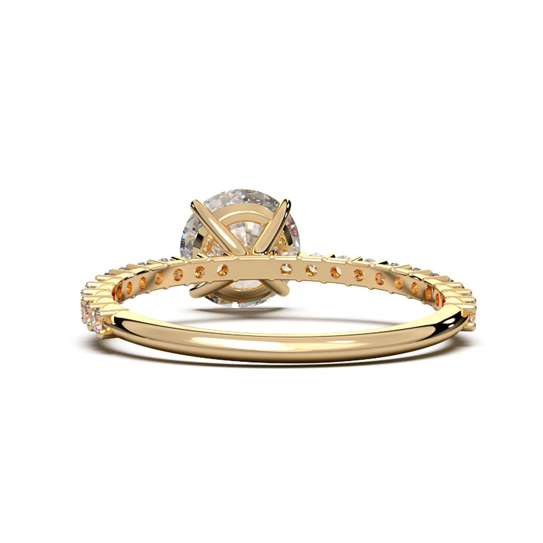 Dazzling 1.60 Carat Round Lab-Grown Diamond Engagement Ring Adorned with a Pave Diamond Band