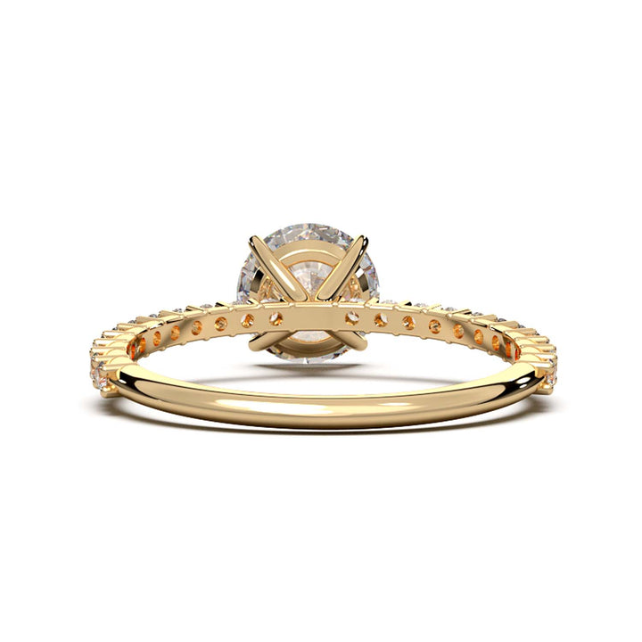 Dazzling 1.60 Carat Round Lab-Grown Diamond Engagement Ring Adorned with a Pave Diamond Band