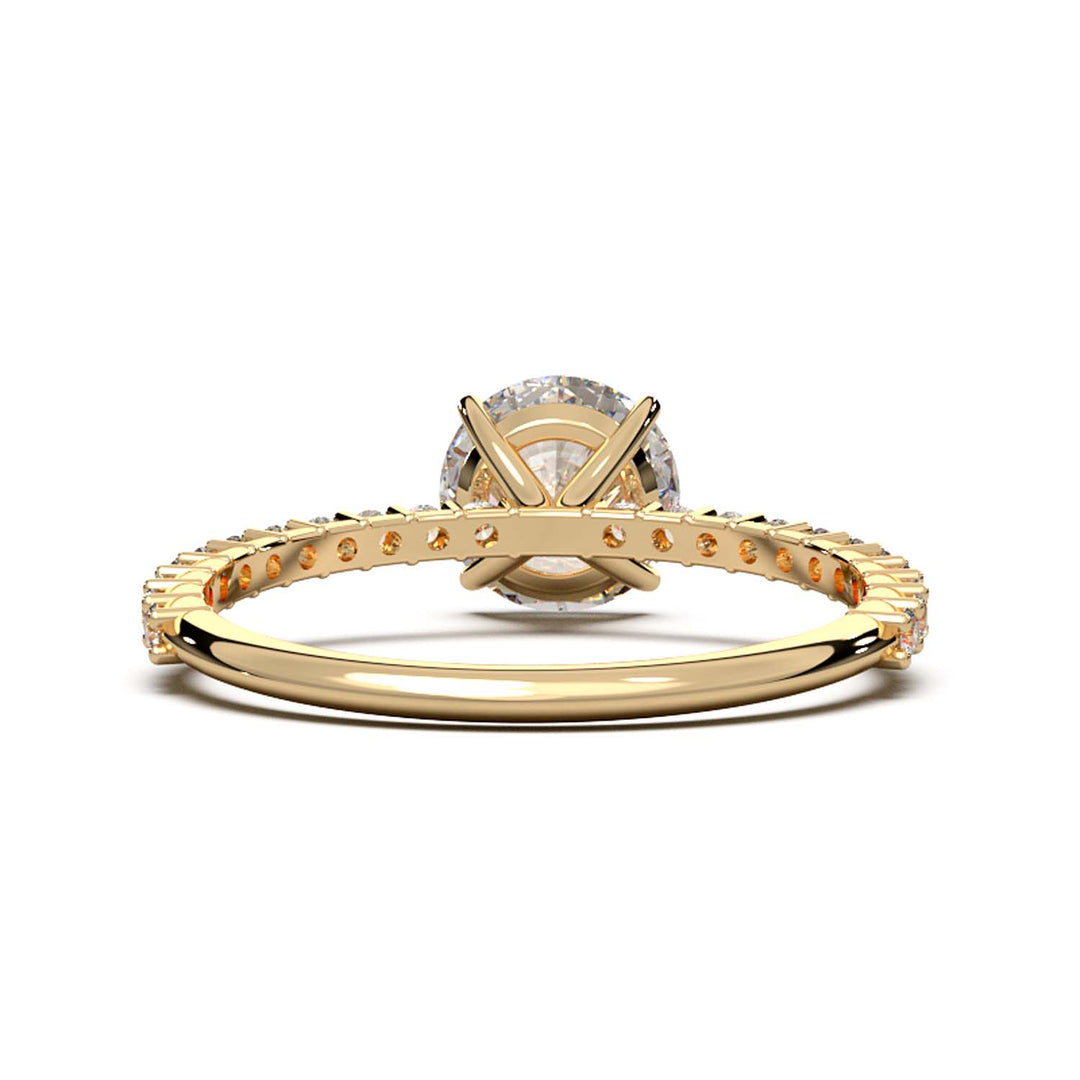 Dazzling 1.60 Carat Round Lab-Grown Diamond Engagement Ring Adorned with a Pave Diamond Band