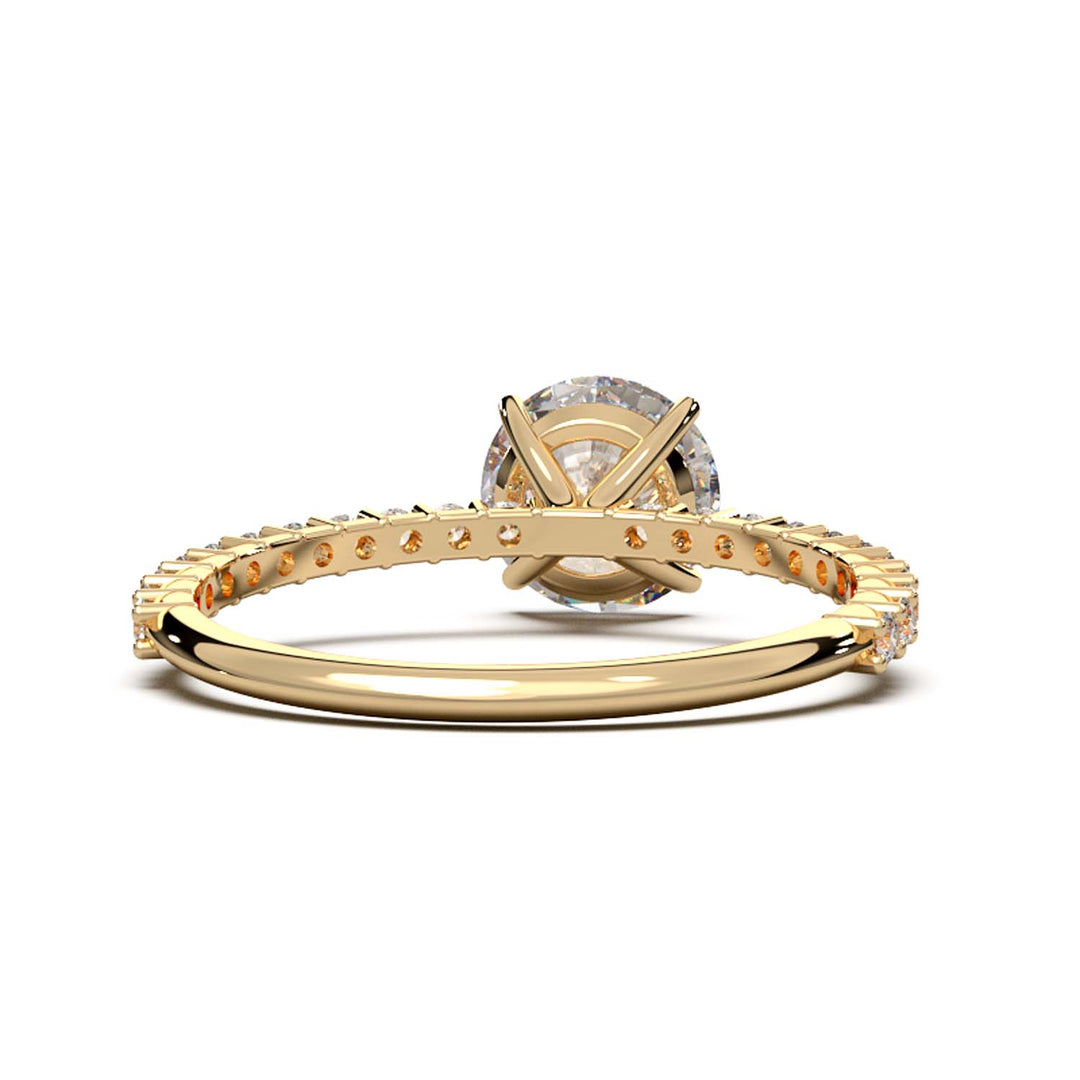 Dazzling 1.60 Carat Round Lab-Grown Diamond Engagement Ring Adorned with a Pave Diamond Band