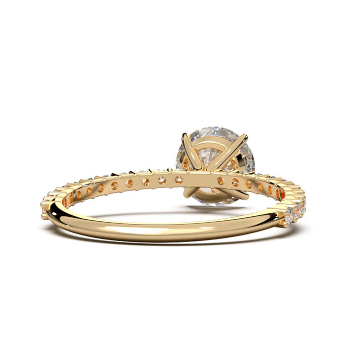 Dazzling 1.60 Carat Round Lab-Grown Diamond Engagement Ring Adorned with a Pave Diamond Band