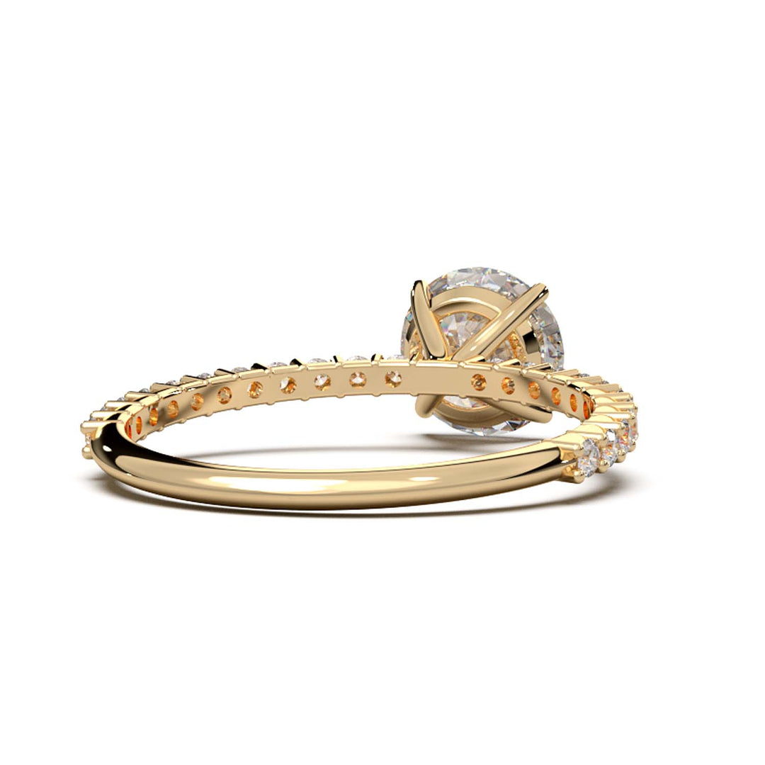 Dazzling 1.60 Carat Round Lab-Grown Diamond Engagement Ring Adorned with a Pave Diamond Band