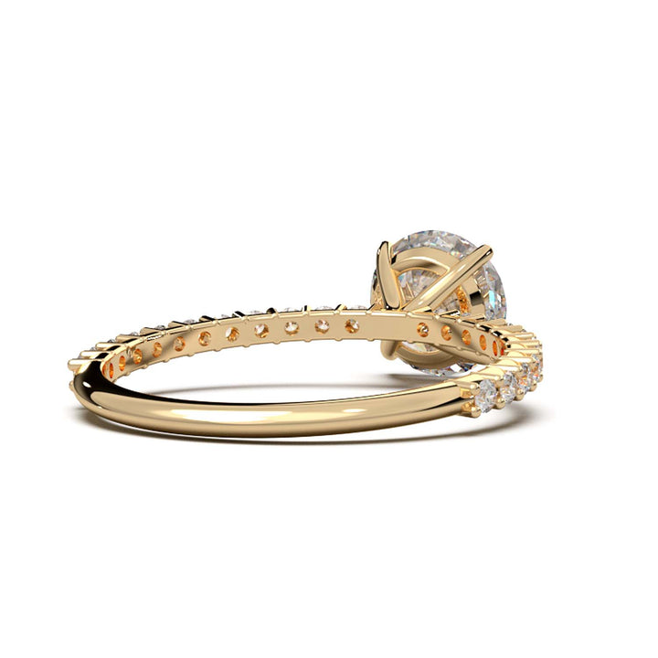 Dazzling 1.60 Carat Round Lab-Grown Diamond Engagement Ring Adorned with a Pave Diamond Band