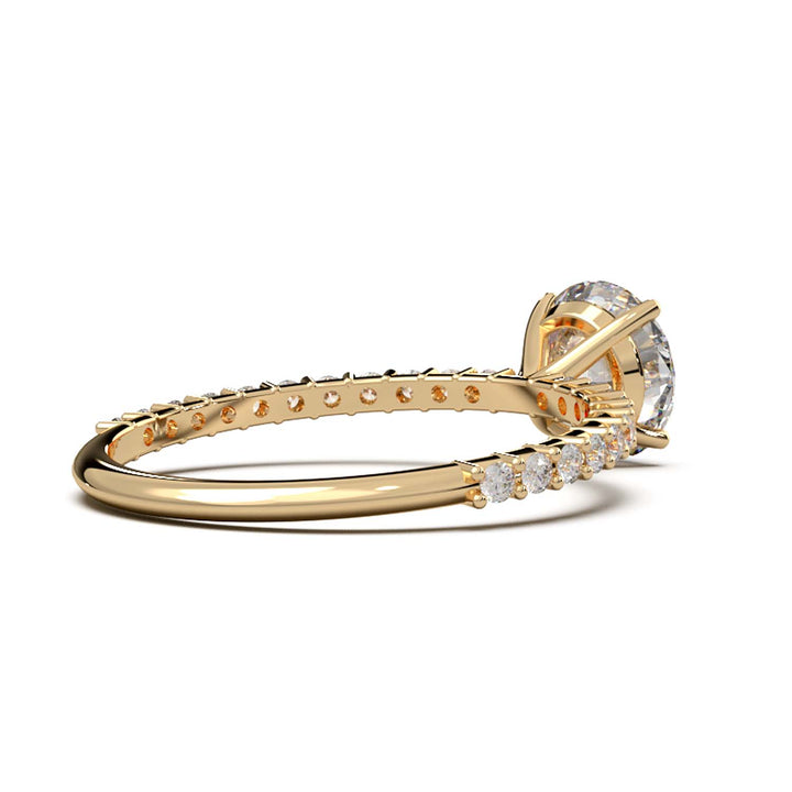 Dazzling 1.60 Carat Round Lab-Grown Diamond Engagement Ring Adorned with a Pave Diamond Band