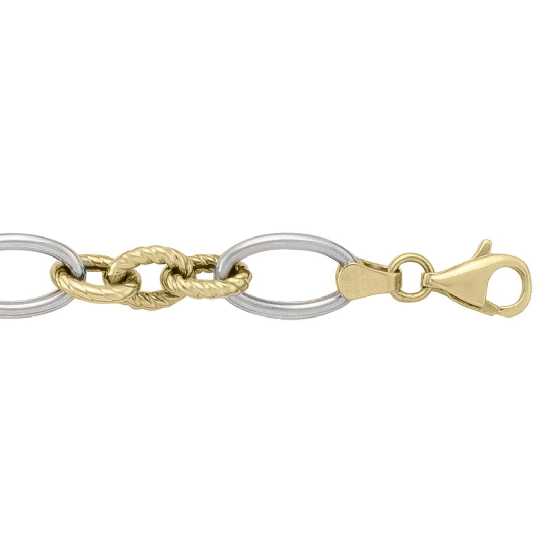 Two-Tone Gold Fancy Bracelet - 8.2 mm Wide - 7.25 inches Long