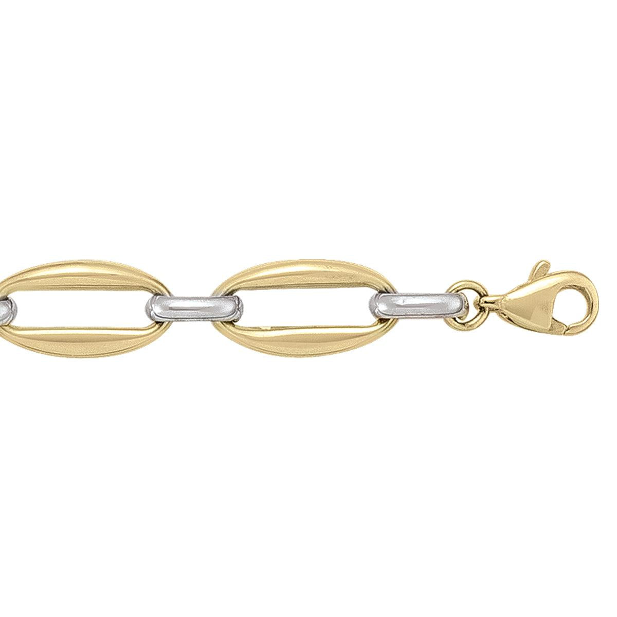 Two-Tone Gold Fancy Bracelet - 8 mm Wide - 7.25 inches Long