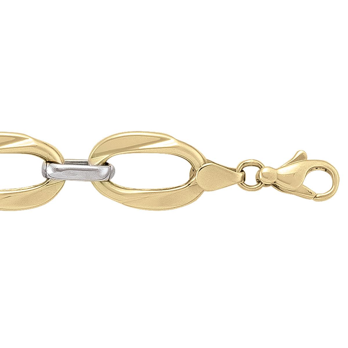 Two-Tone Gold Fancy Bracelet - 11.7 mm Wide - 7.5 inches Long