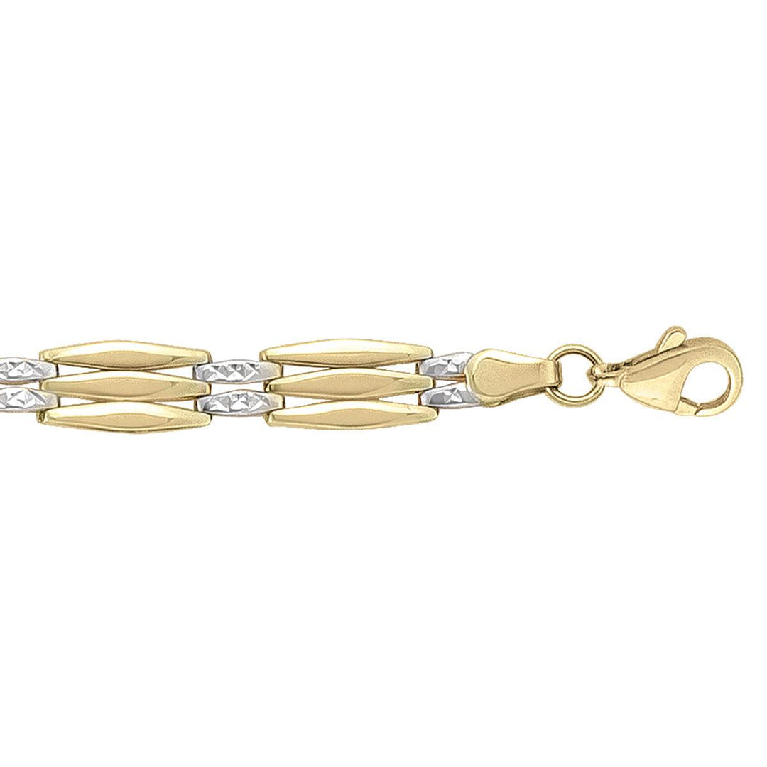 Two-Tone Gold Fancy Bracelet - 6.2 mm Wide - 7.5 inches Long