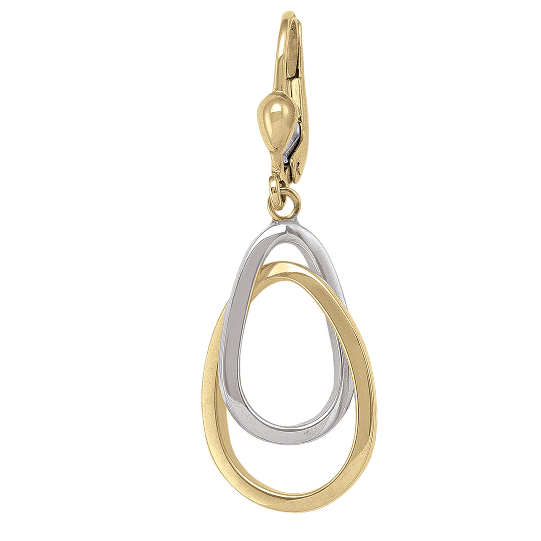 14k Two-Tone Gold Interlocking Teardrop Drop Earrings 24.8mm x 13.7mm | RUDIX JEWELLERY 14K Gold / White - Yellow