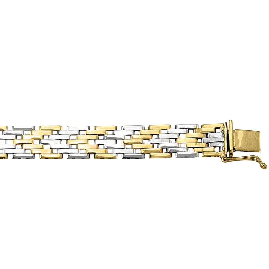 Two-Tone Gold Mesh Bracelet - 9 mm Wide - 7.5 inches Long