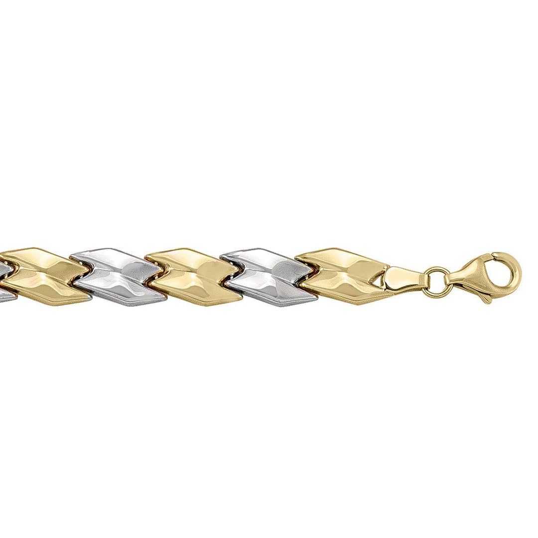 Two-Tone Gold Fancy Bracelet - 7.8 mm Wide - 7.5 inches Long