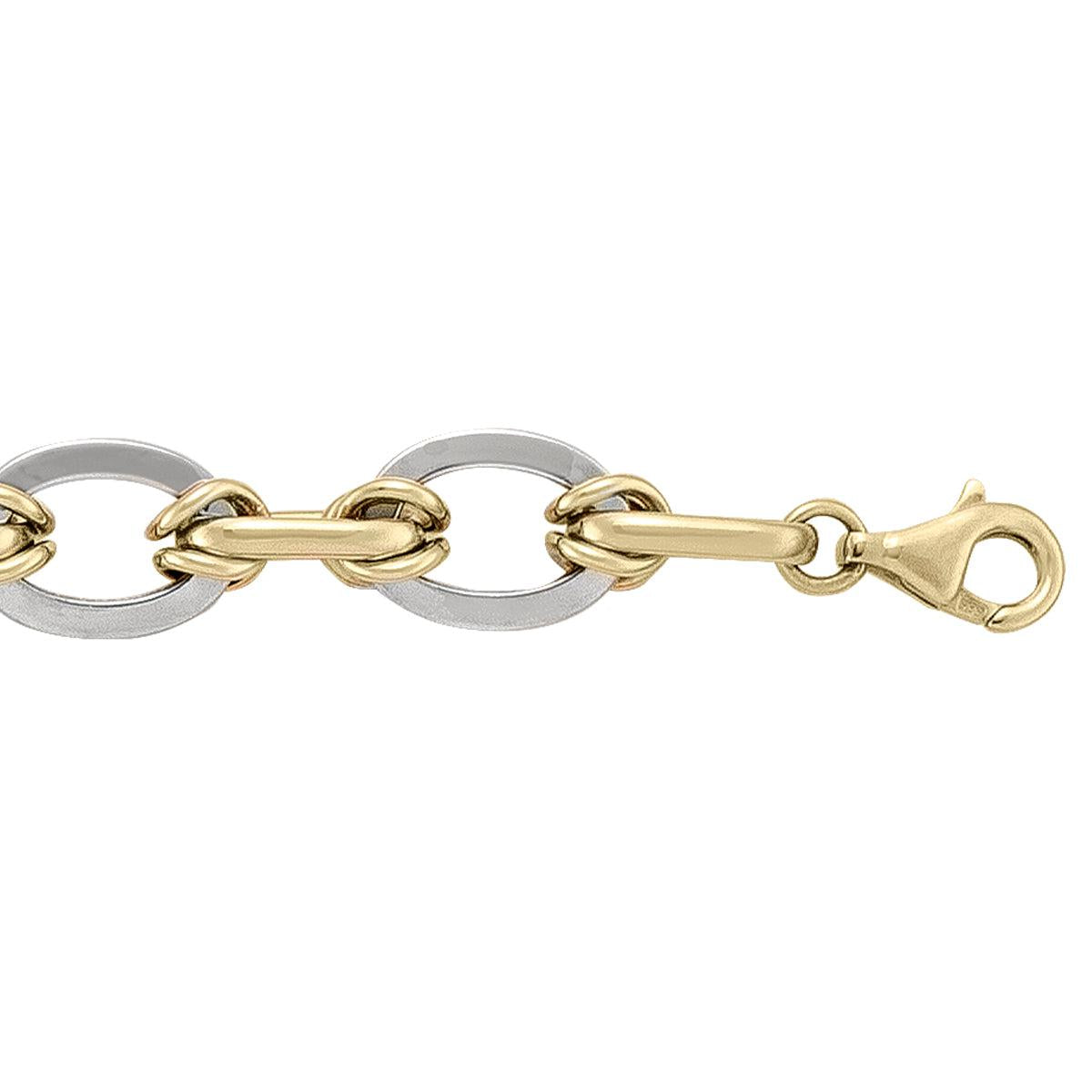 Two-Tone Gold Fancy Bracelet - 9.6 mm Wide - 7.25 inches Long