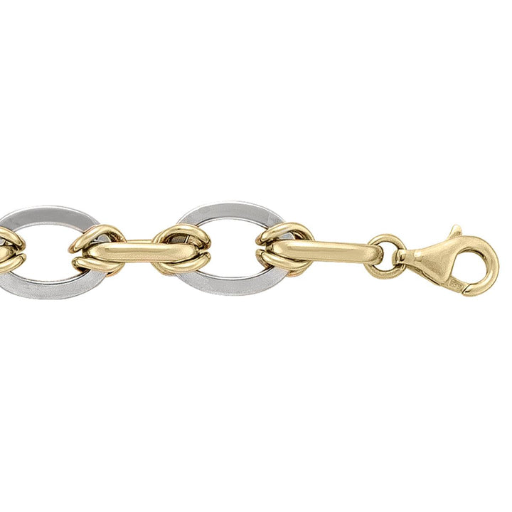 Two-Tone Gold Fancy Bracelet - 9.6 mm Wide - 7.25 inches Long