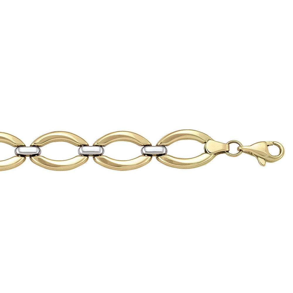 14k Two-Tone Gold Fancy Bracelet - 9.6 mm Wide - 7.25 inches Long - Women's Jewelry - Celebrate Milestones in Style 14k Two-Tone Gold / 7.25 / 6.5